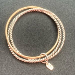 James Avery Retired Silver and Bronze Triple Stack Bangle Bracelets